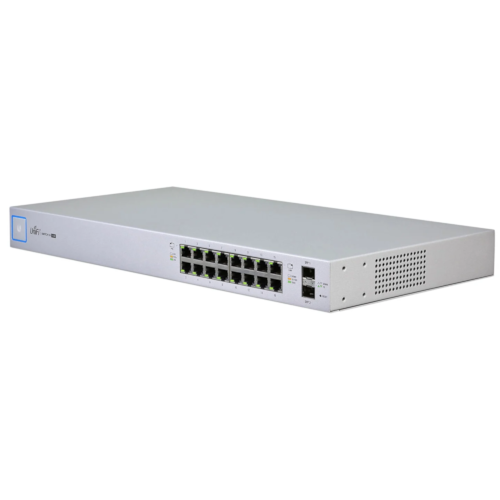 UBI_US-16-150W - Switch managed Gigabit Ethernet (10/100/1000) Power over Ethernet (PoE) Rack mounting, 1U, Wall mountable), argento