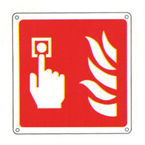 IN_CTS01 - Cartello segnalatore presenza pulsante allarme alluminio, 160x160mm