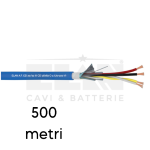 ELA_047255 - Cavo Allarme Blu Scher 2x0.75 dritto + 2x0.50 twistato, RAME 100%, Uo=400 V, Doppia Guaina in PVC antifiamma (Bobina da 500mt)