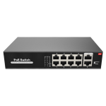 VT_SW1008POE-100-E - Switch 10/100Mbps, 8 porte PoE+ e 2 porte uplink, max 100W, mod TVCC 250m