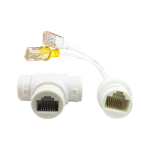 VT_POE-DUAL-SINGLE-RJ45 - Accoppiatore e splitter Poe RJ45. Unisce 2 porte switch PoE su un singolo cavo di rete