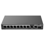 REY_RG-ES210GS-P - Switch 8P Gigabit, Managed L2 Cloud, 8PoE+, 120W max, 2RJ45 Uplink, 1SFP 1Gbps Combo, PoE fino a 250m (10Mbps)