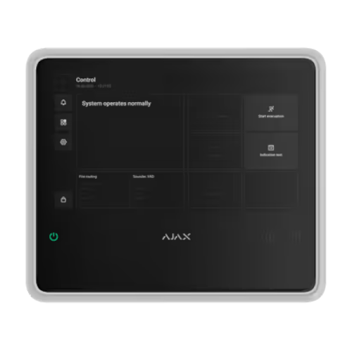 AJA_EN54-FIREHUB-W - Centrale incendio e allarme radio con display touch 10.1" supporto fino a 200 dispositivi, colore bianco