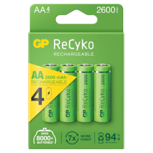 ES_AA-RIC-NIMH - Batteria AA ricaricabile al NiMH 1,2V 2600mAh, compatibili con centrale Wisdom Rokonet (blister da 4 pezzi)