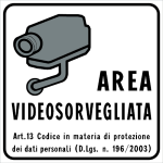 CART.LO_20X20 - Cartello "Area Videosorvegliata" in alluminio 200x200mm