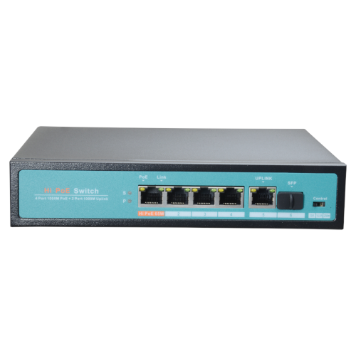 VT_SW0604-GF-60-HIPOE - Switch Gigabit 4P PoE+, HIPoE, max 65W, 1 UPLINK 1 SFP